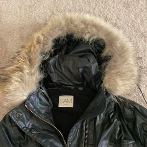SAM Leather Jacket with Coyote Fur Hood